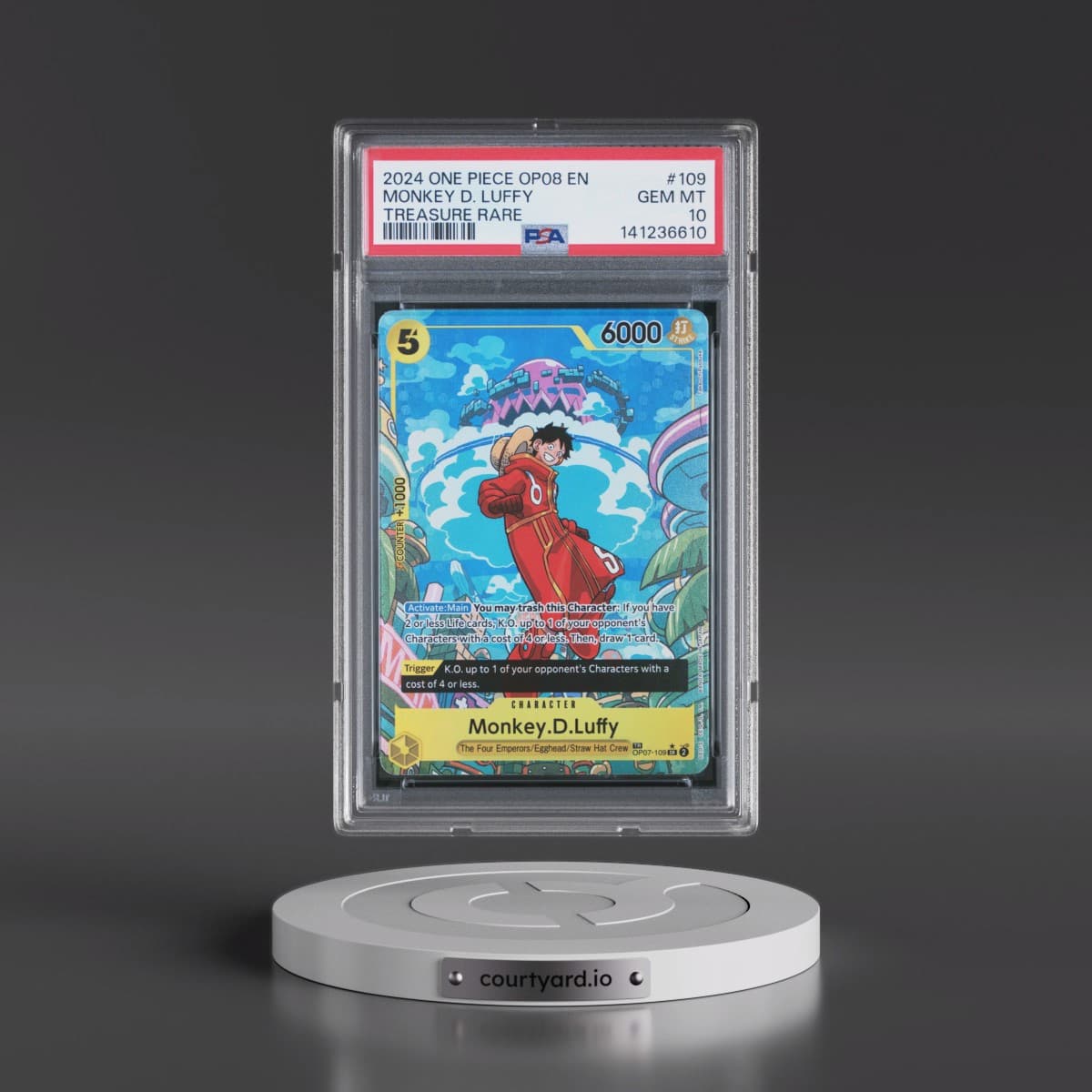 2024 One Piece OP08-Two Legends #109 Monkey D. Luffy - Treasure Rare (PSA 10 GEM MINT)
