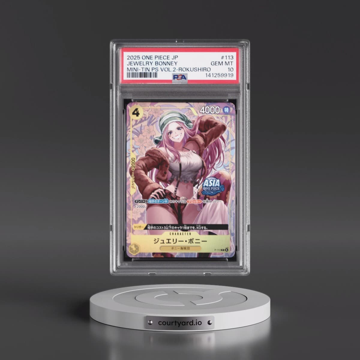 2025 One Piece Japanese Mini-Tin Pack Set Vol.2 #113 Jewelry Bonney - Koushi Rokushiro (PSA 10 GEM MINT)