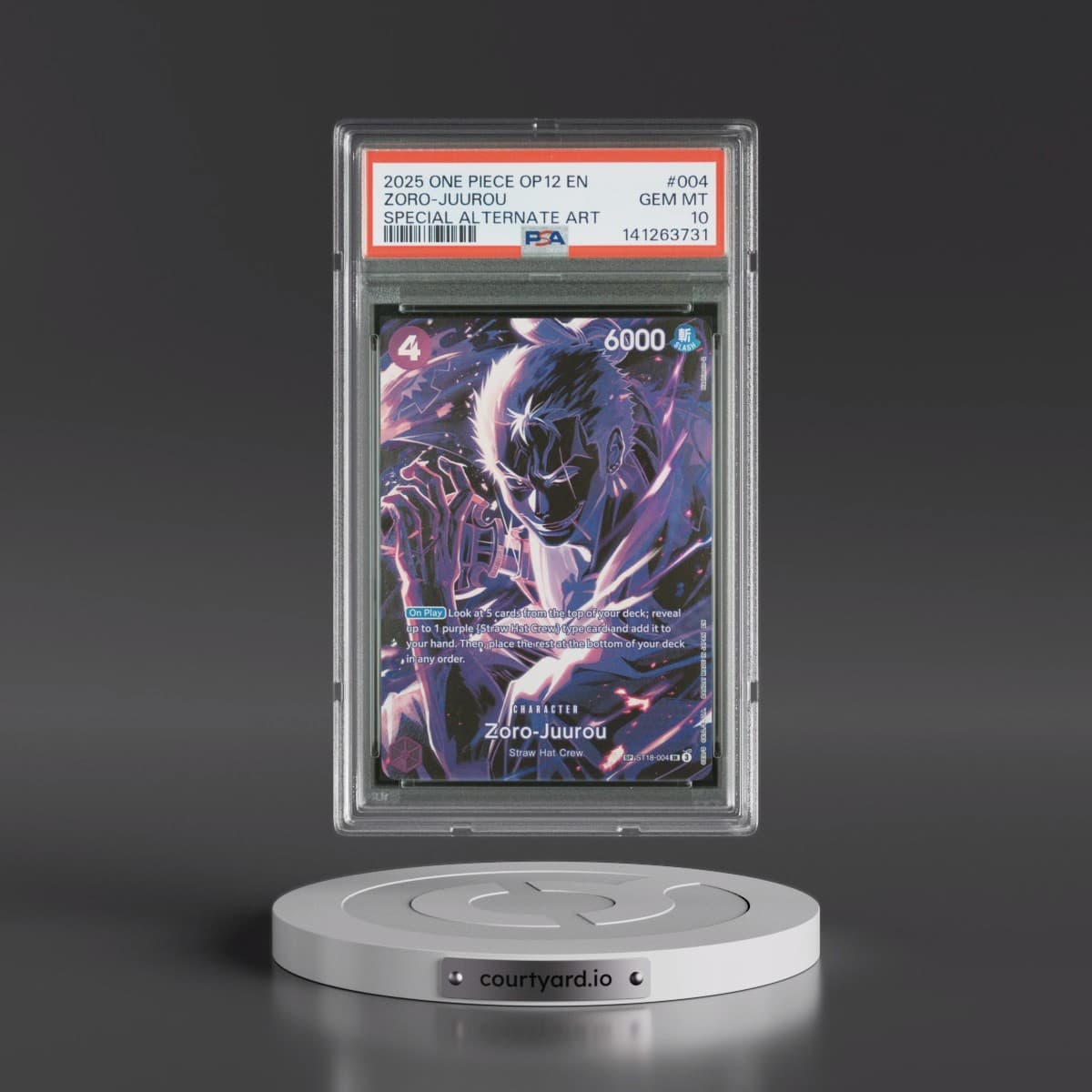 2025 One Piece OP12-Legacy of the Master #004 Zoro-Juurou - Special Alternate Art (PSA 10 GEM MINT)