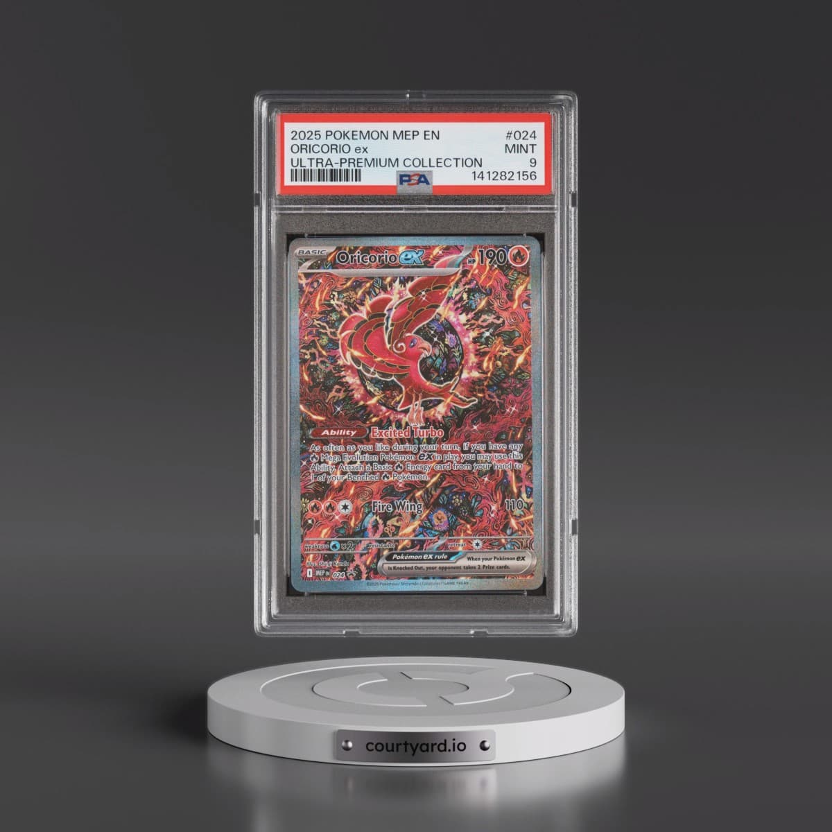 2025 Pokémon Mep EN-Me Black Star Promo #024 Oricorio EX - Holo Mega Charizard X EX Ultra-Premium Collection (PSA 9 MINT)