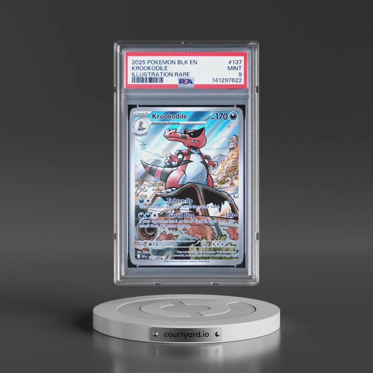 2025 Pokémon Blk EN-Black Bolt #137 Krookodile - Illustration Rare (PSA 9 MINT)