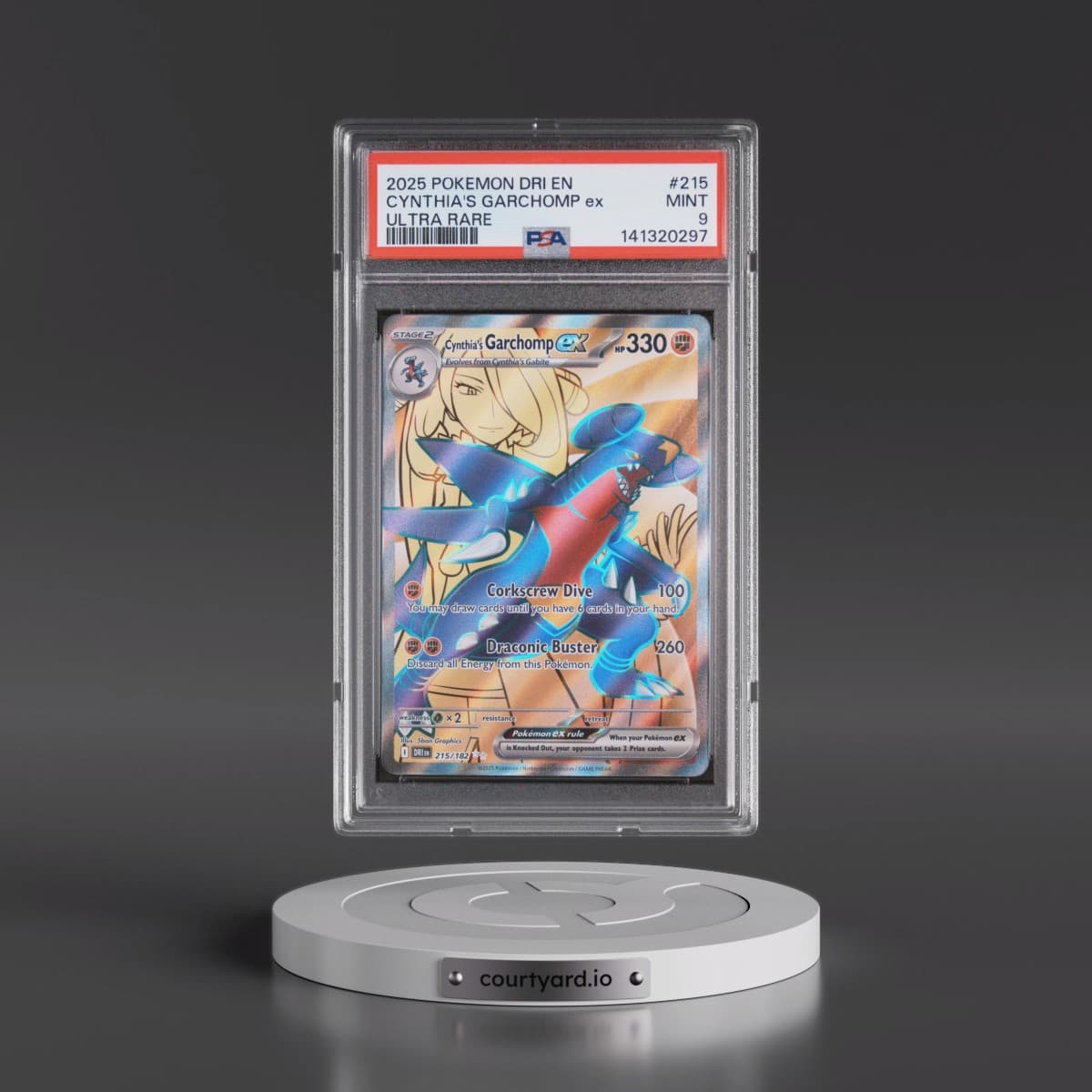 2025 Pokémon Dri EN-Destined Rivals #215 Cynthia's Garchomp EX - Holo Ultra Rare (PSA 9 MINT)