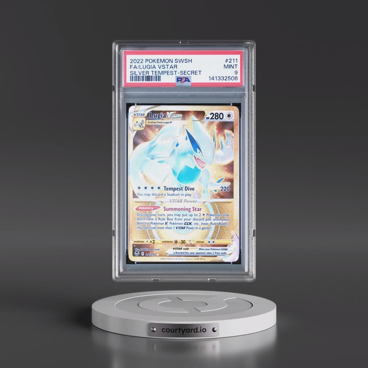 2022 Pokémon Sword & Shield Silver Tempest #211 Lugia Vstar - Full Art Secret (PSA 9 MINT)