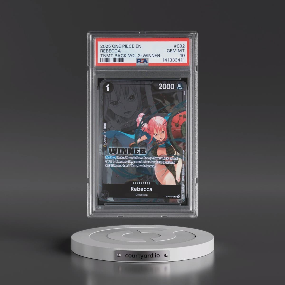 2025 One Piece Tournament Pack Vol.2 #092 Rebecca - Winner (PSA 10 GEM MINT)