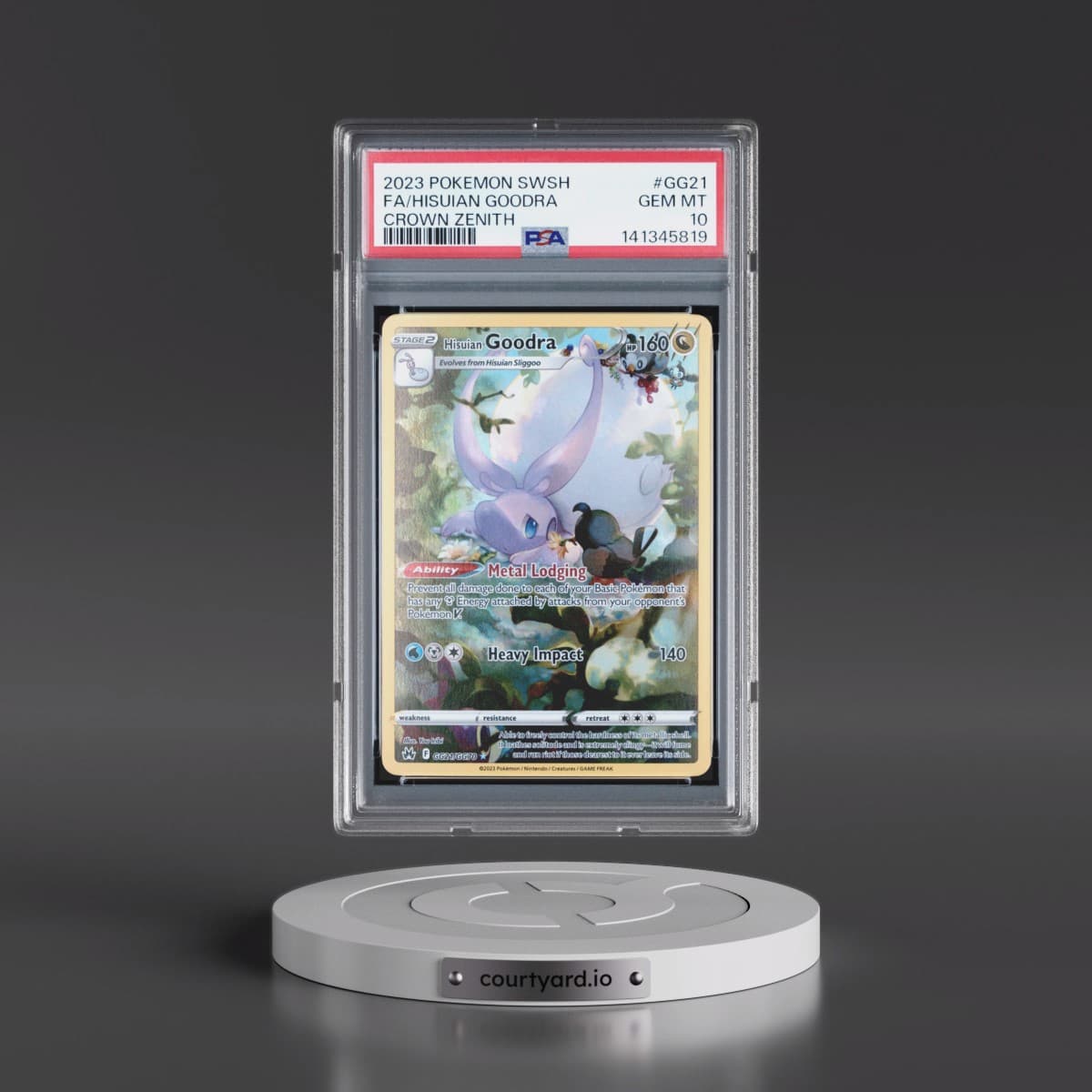 2023 Pokémon Sword and Shield Crown Zenith #GG21 Hisuian Goodra - Full Art (PSA 10 GEM MINT)