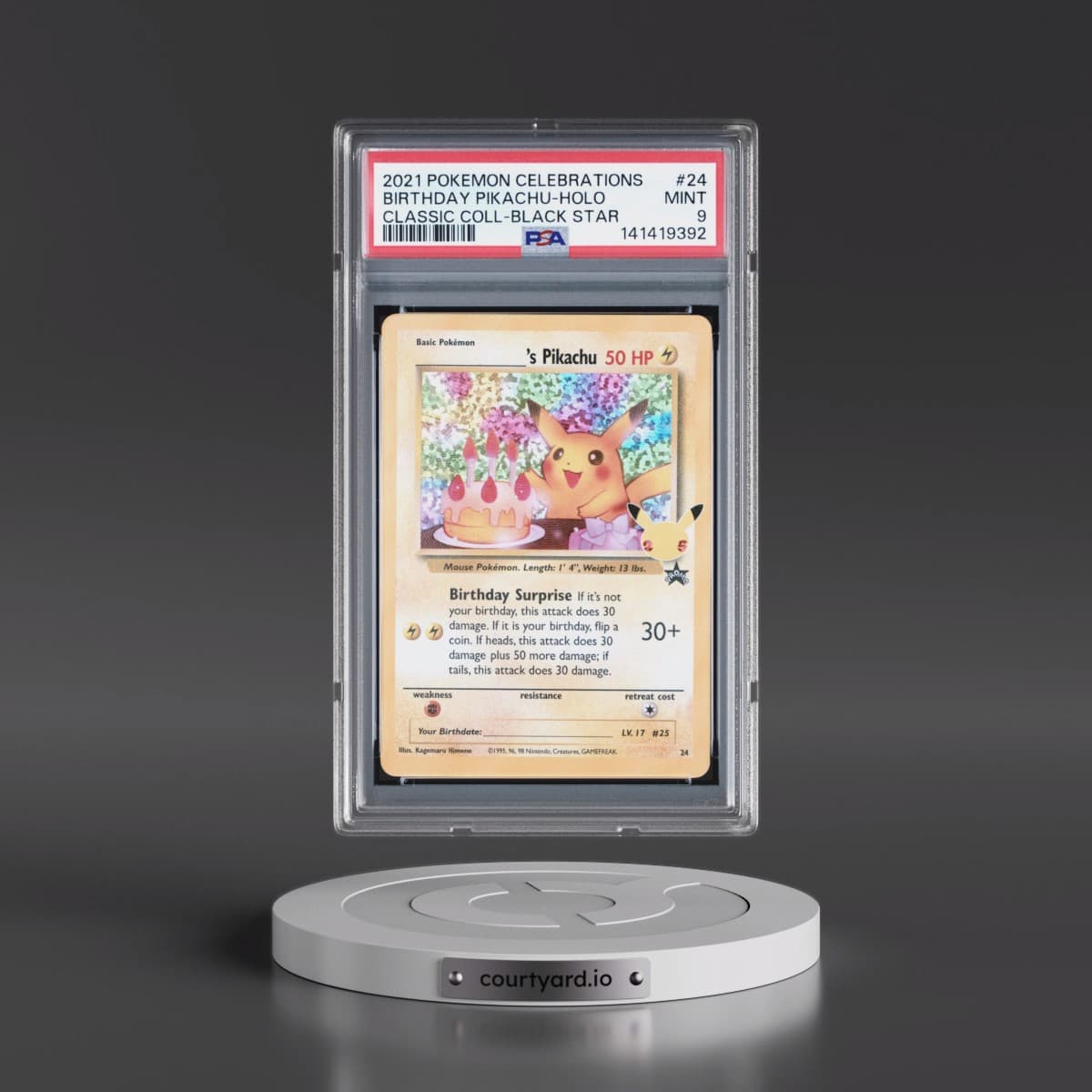 2021 Pokémon Celebrations Classic Collection #24 Birthday Pikachu - Holo (PSA 9 MINT)