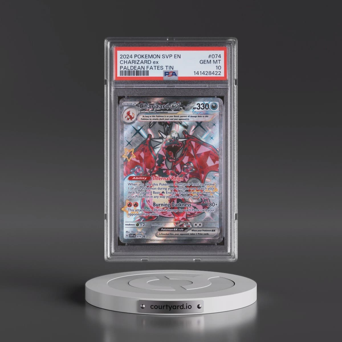 2024 Pokémon Svp EN-SV Black Star Promo #074 Charizard EX - Holo Paldean Fates Tin (PSA 10 GEM MINT)