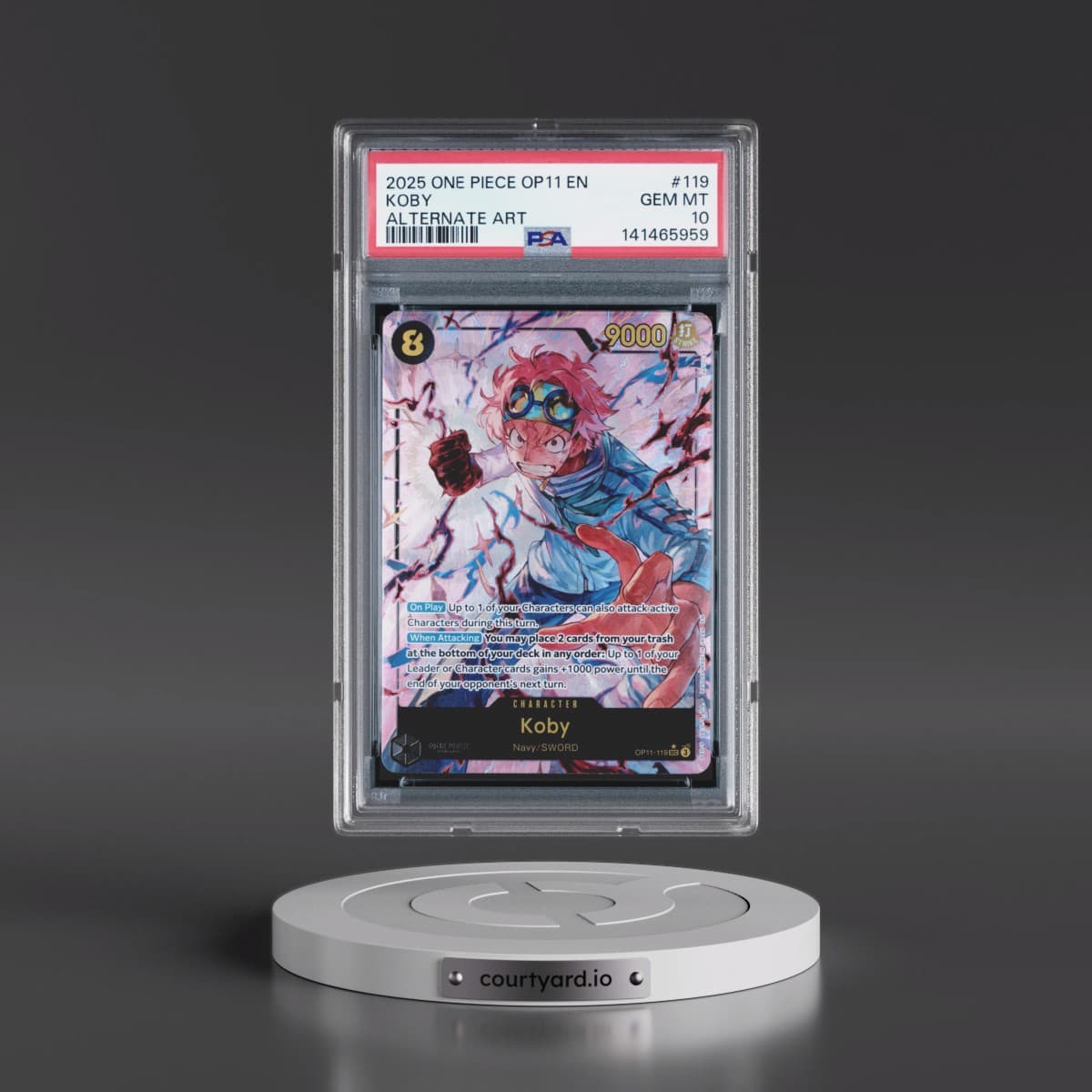 2025 One Piece OP11-A Fist of Divine Speed #119 Koby - Alternate Art (PSA 10 GEM MINT)