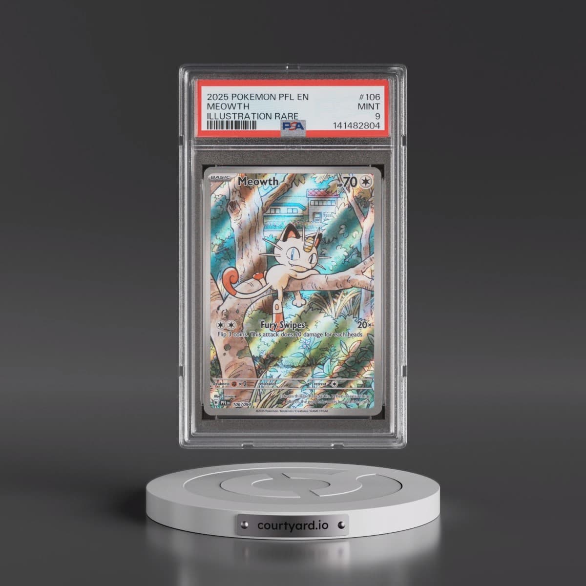 2025 Pokémon Pfl EN-Phantasmal Flames #106 Meowth - Illustration Rare (PSA 9 MINT)
