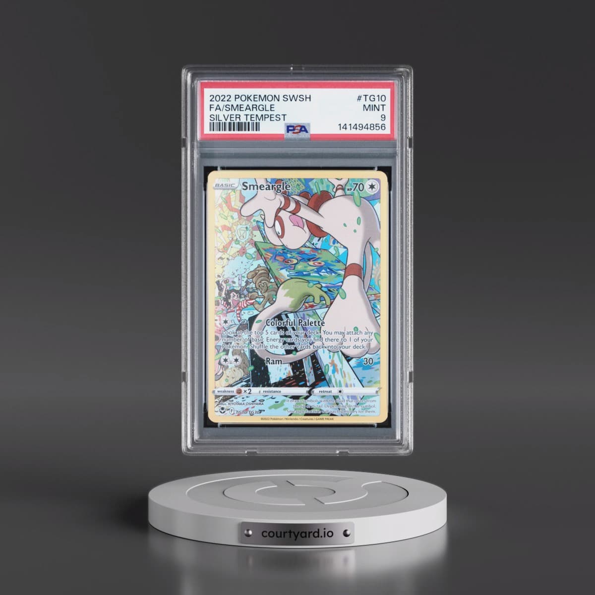 2022 Pokémon Sword & Shield Silver Tempest #TG10 Smeargle - Full Art (PSA 9 MINT)