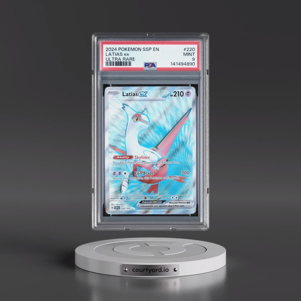 2024 Pokémon Ssp EN-Surging Sparks #220 Latias EX - Holo Ultra Rare (PSA 9 MINT)