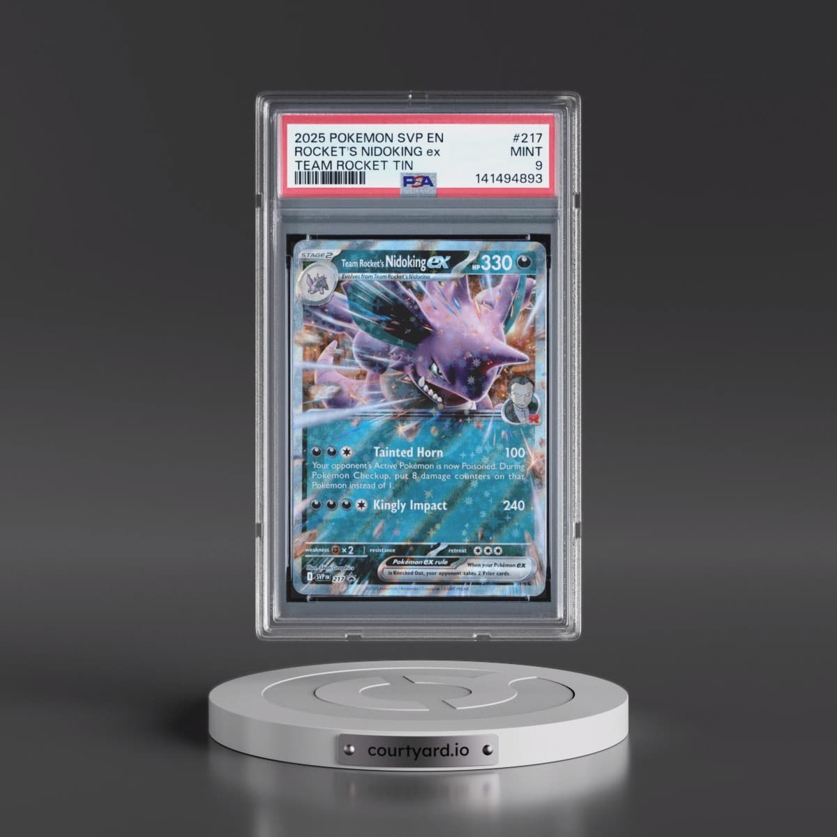 2025 Pokémon Svp EN-SV Black Star Promo #217 Team Rocket's Nidoking EX - Holo Team Rocket Tin (PSA 9 MINT)