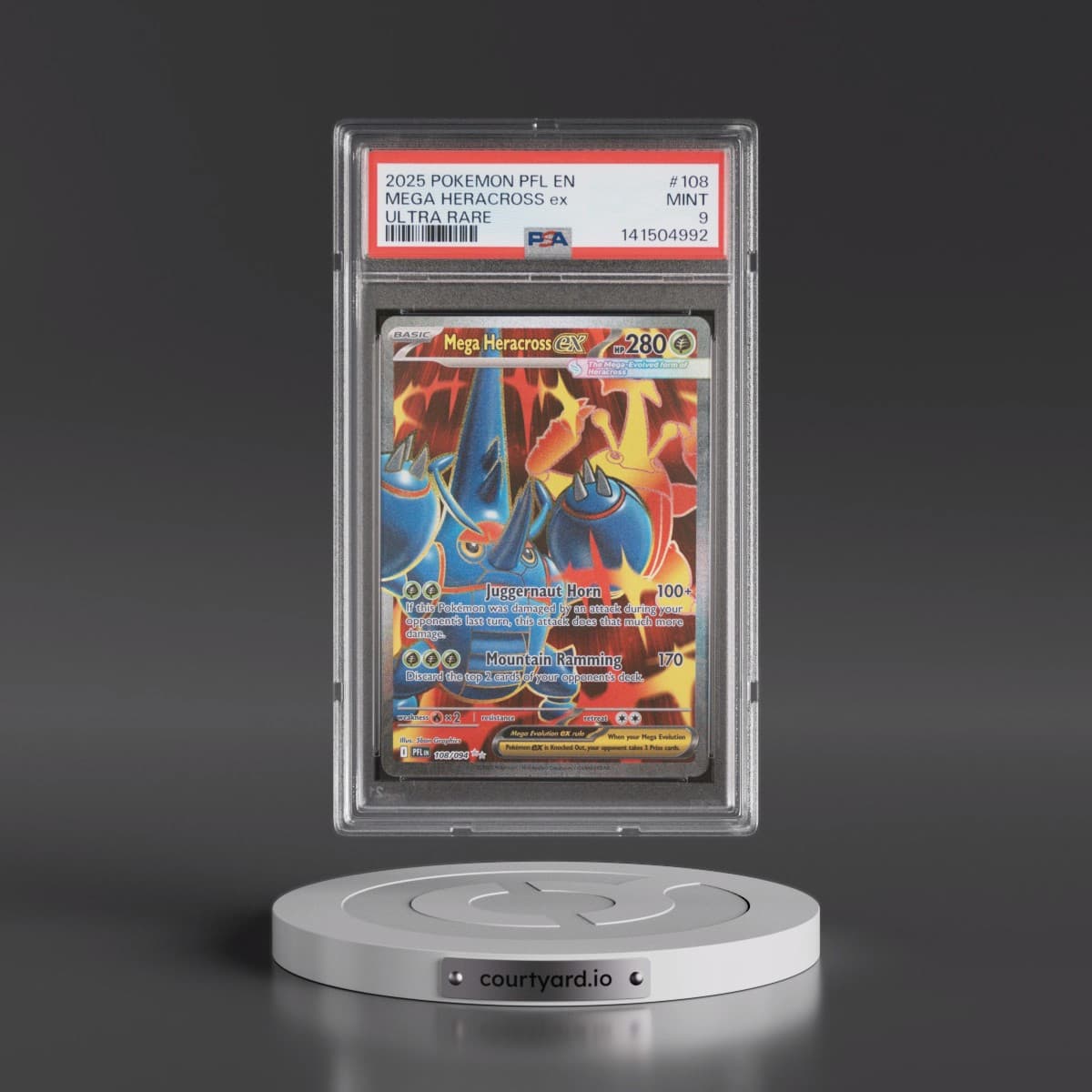 2025 Pokémon Pfl EN-Phantasmal Flames #108 Mega Heracross EX - Holo Ultra Rare (PSA 9 MINT)