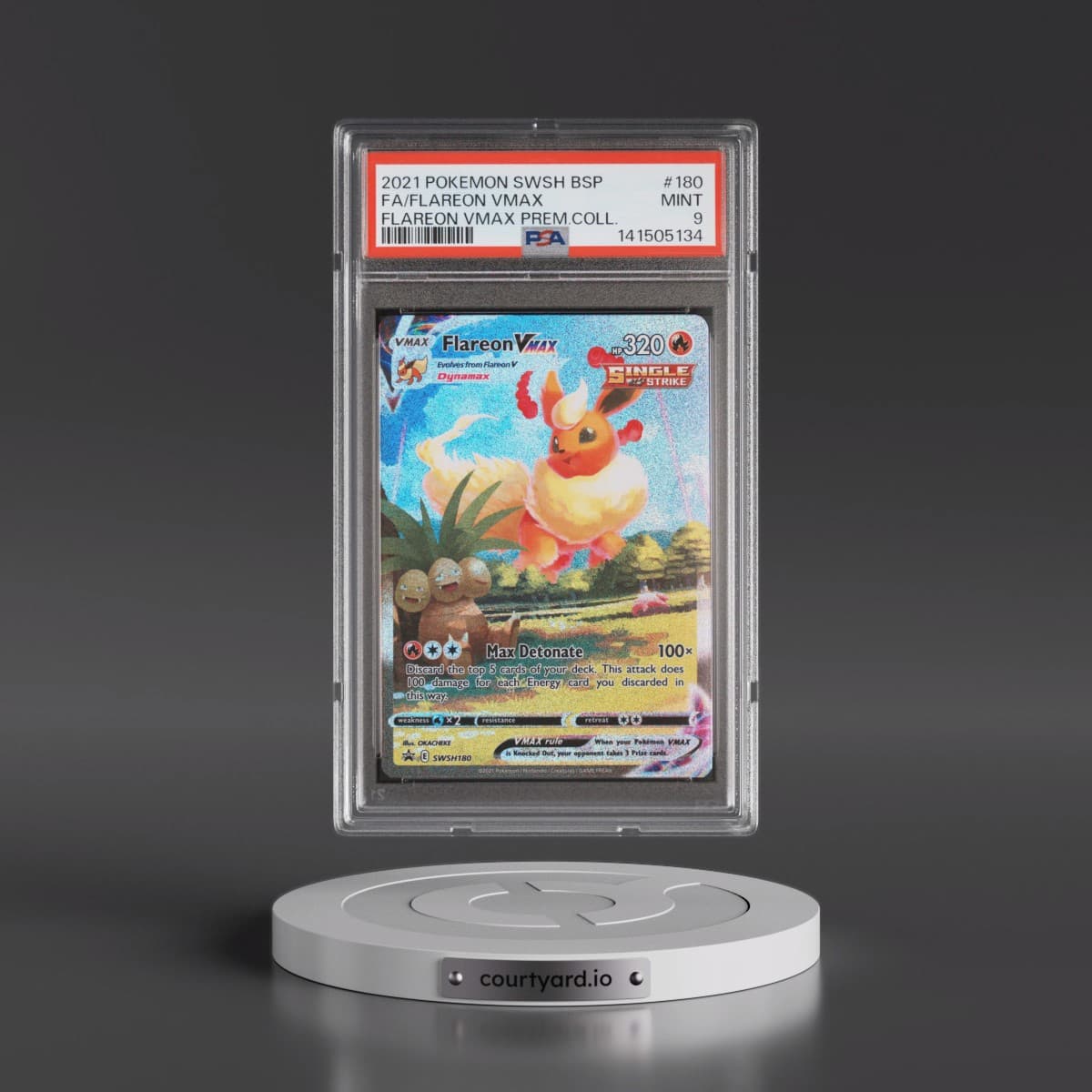 2021 Pokémon Swsh Black Star Promo #180 Flareon Vmax - Full Art Flareon Vmax Premium Collection (PSA 9 MINT)