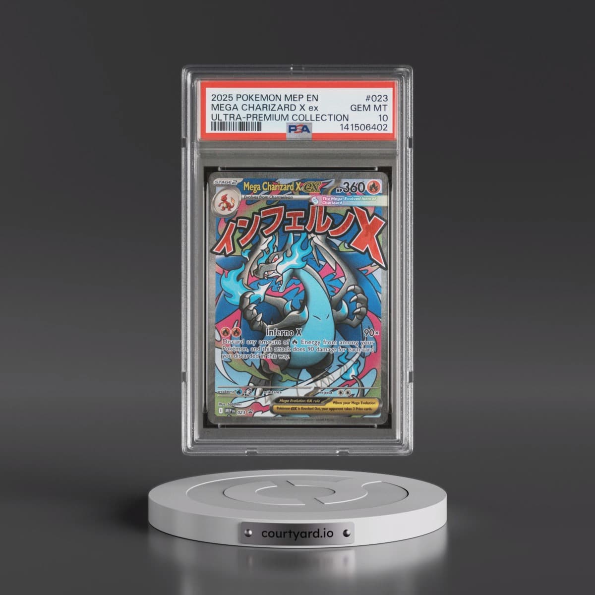 2025 Pokémon Mep EN-Me Black Star Promo #023 Mega Charizard X EX - Holo Mega Charizard X EX Ultra-Premium Collection (PSA 10 GEM MINT)