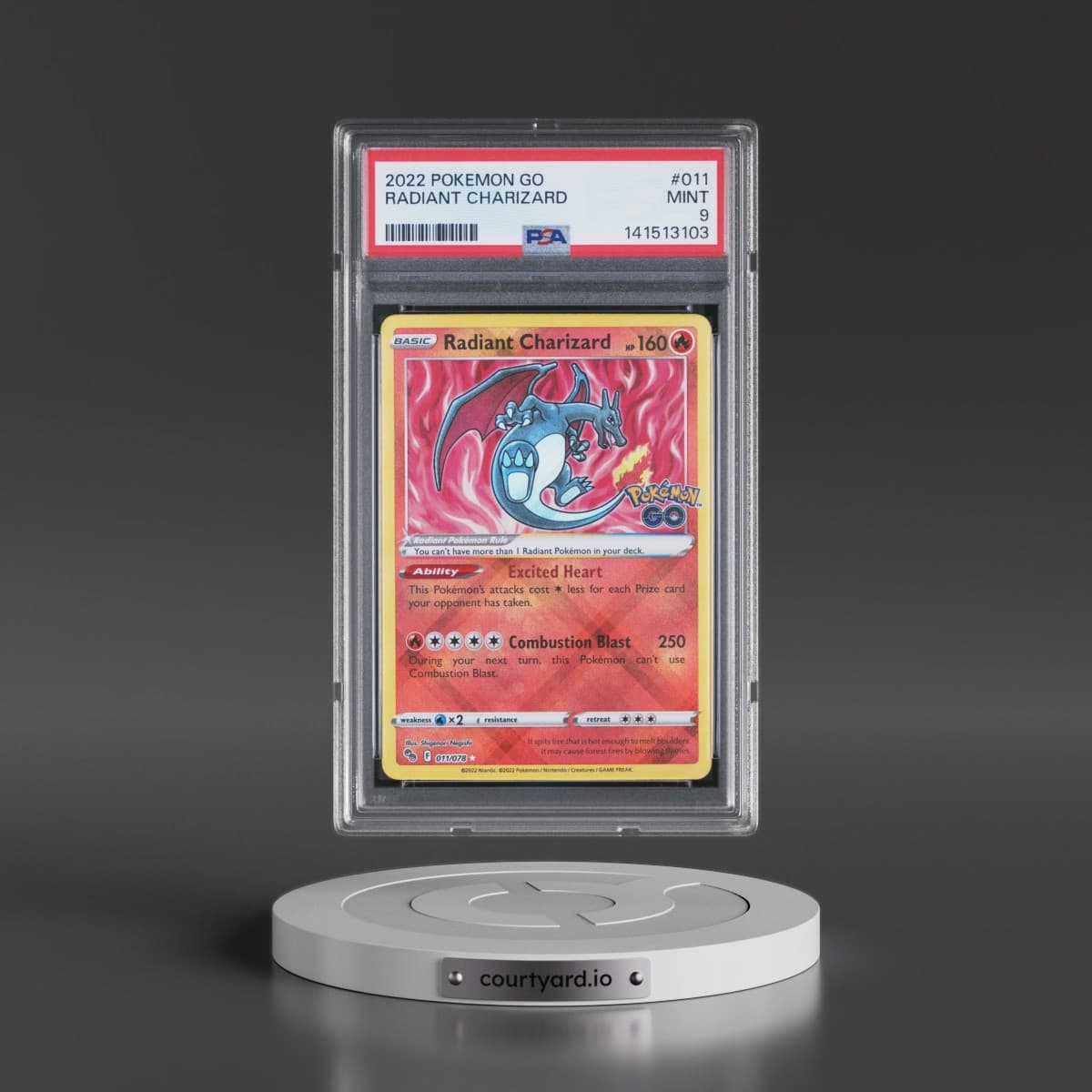 2022 Pokémon Go #011 Radiant Charizard - Holo (PSA 9 MINT)