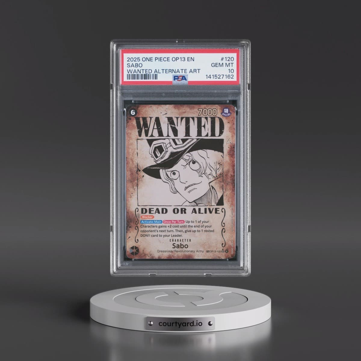 2025 One Piece OP13-Carrying on His Will #120 Sabo - Wanted Alternate Art (PSA 10 GEM MINT)