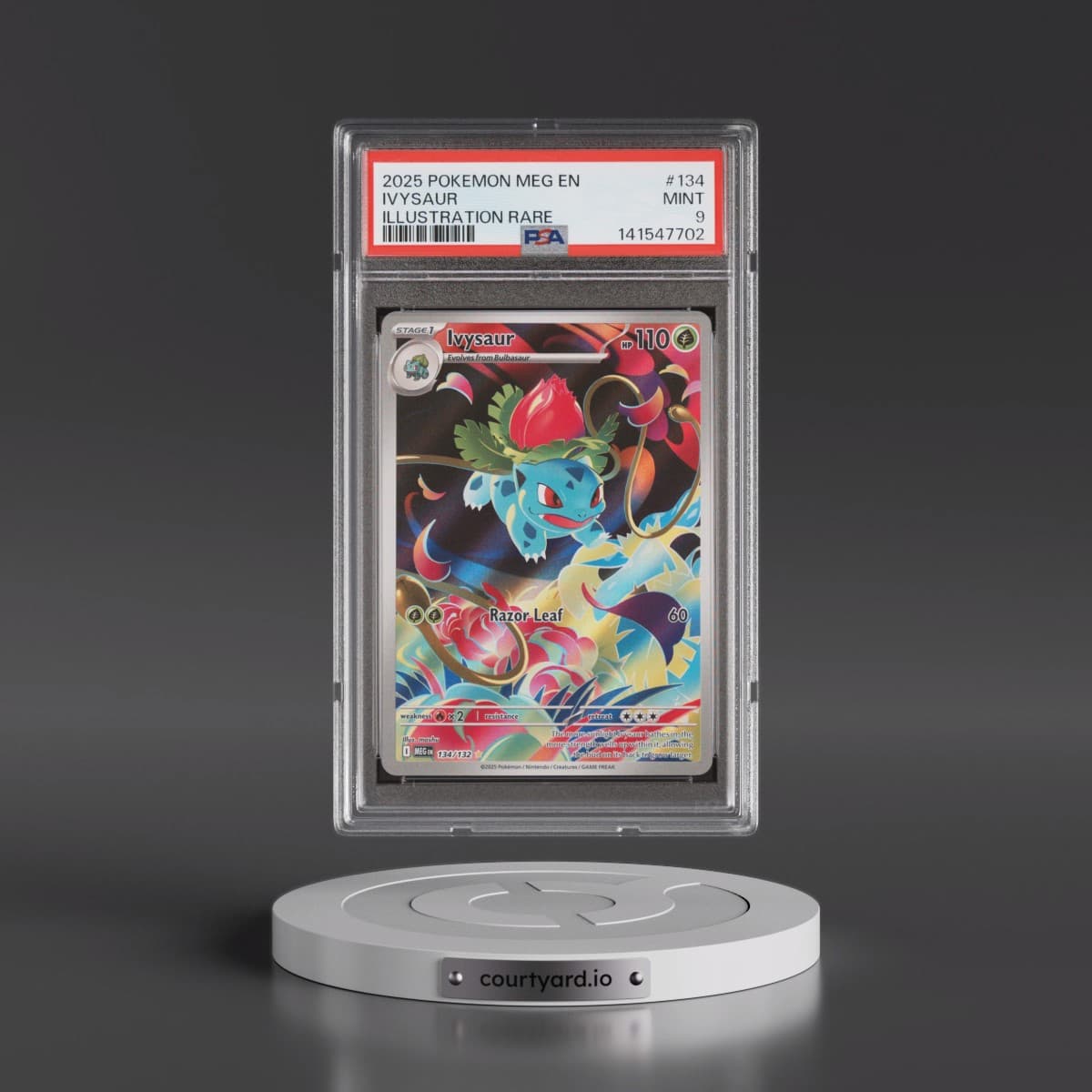 2025 Pokémon Meg EN-Mega Evolution #134 Ivysaur - Illustration Rare (PSA 9 MINT)