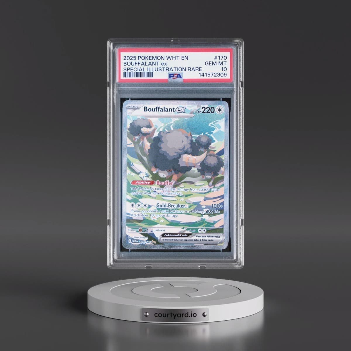 2025 Pokémon Wht EN-White Flare #170 Bouffalant EX - Holo Special Illustration Rare (PSA 10 GEM MINT)