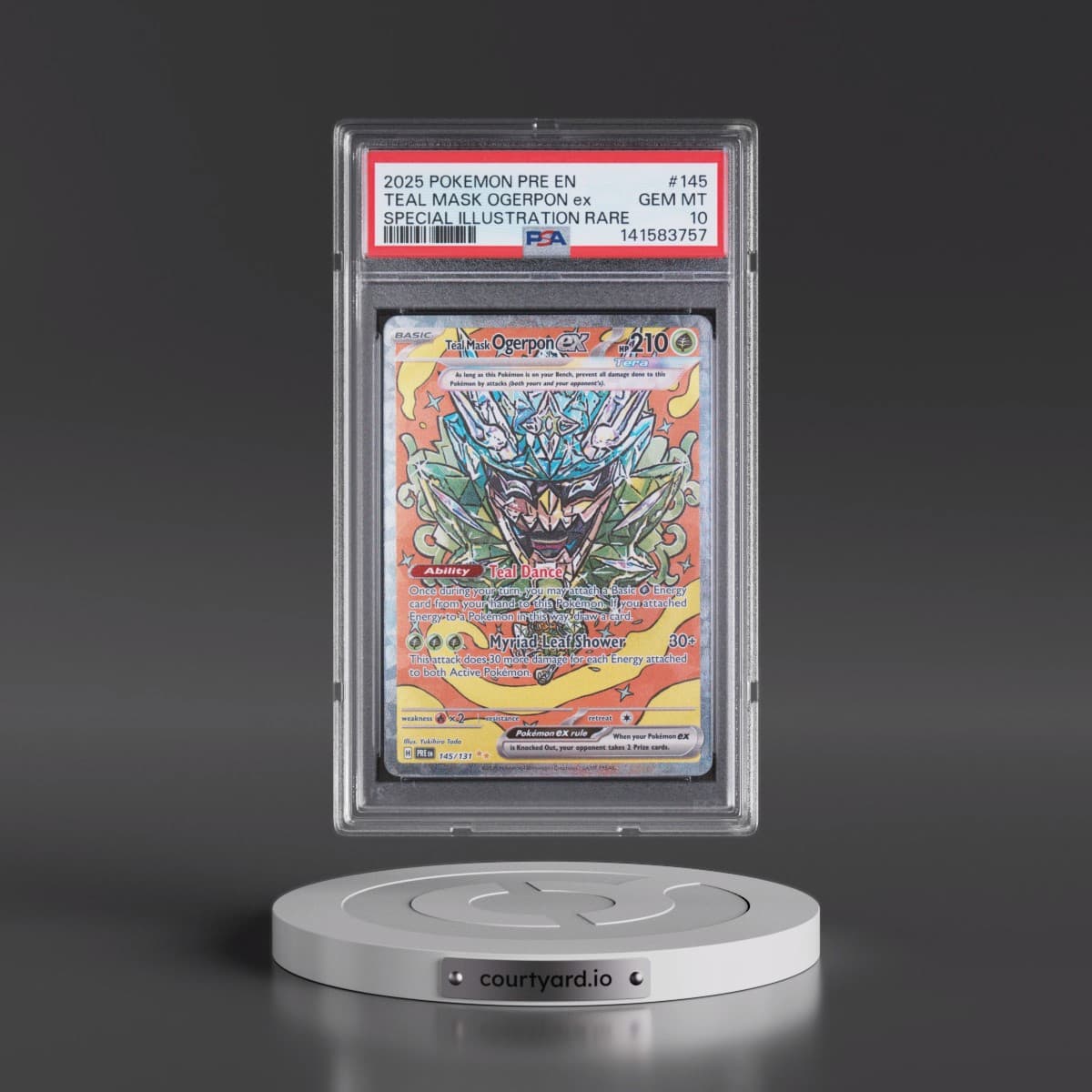 2025 Pokémon Pre EN-Prismatic Evolutions #145 Teal Mask Ogerpon EX - Holo Special Illustration Rare (PSA 10 GEM MINT)