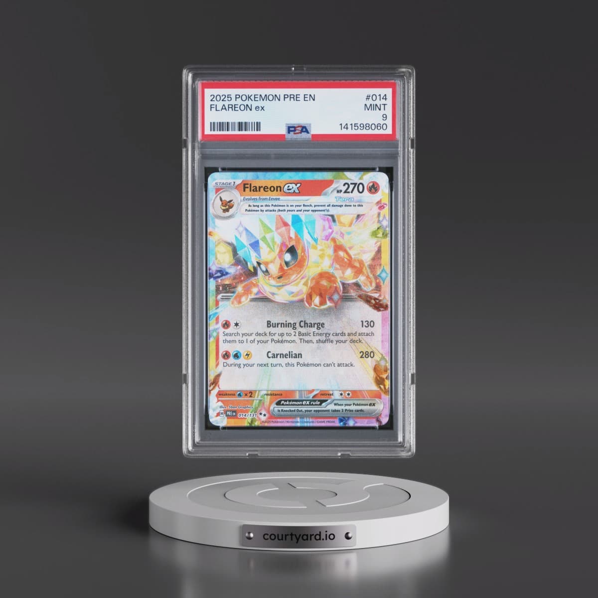 2025 Pokémon Pre EN-Prismatic Evolutions #014 Flareon EX - Holo (PSA 9 MINT)