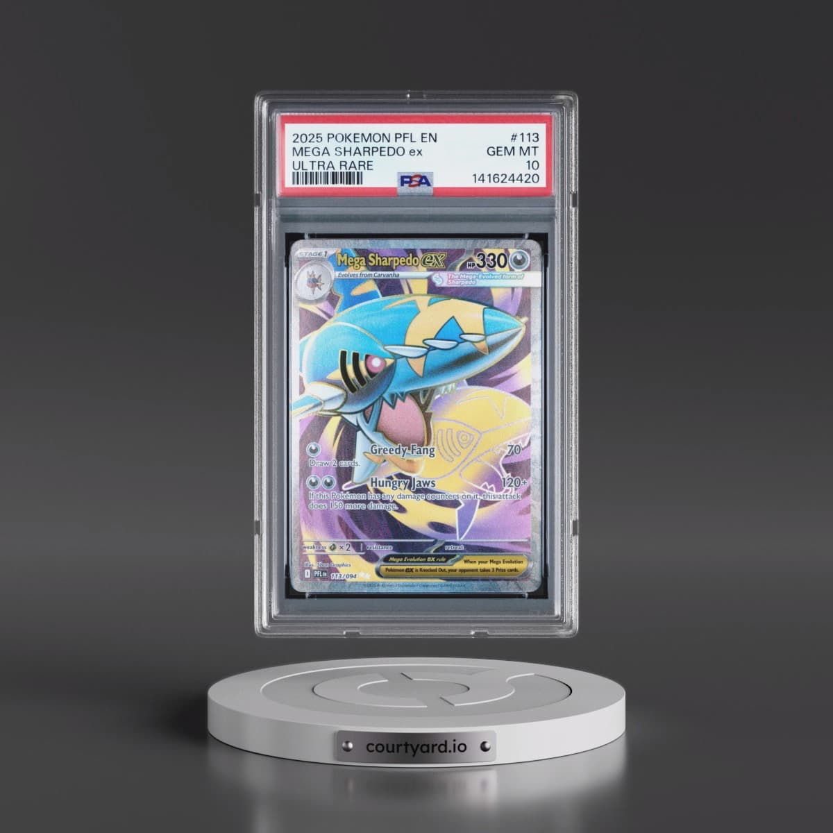 2025 Pokémon Pfl EN-Phantasmal Flames #113 Mega Sharpedo EX - Holo Ultra Rare (PSA 10 GEM MINT)