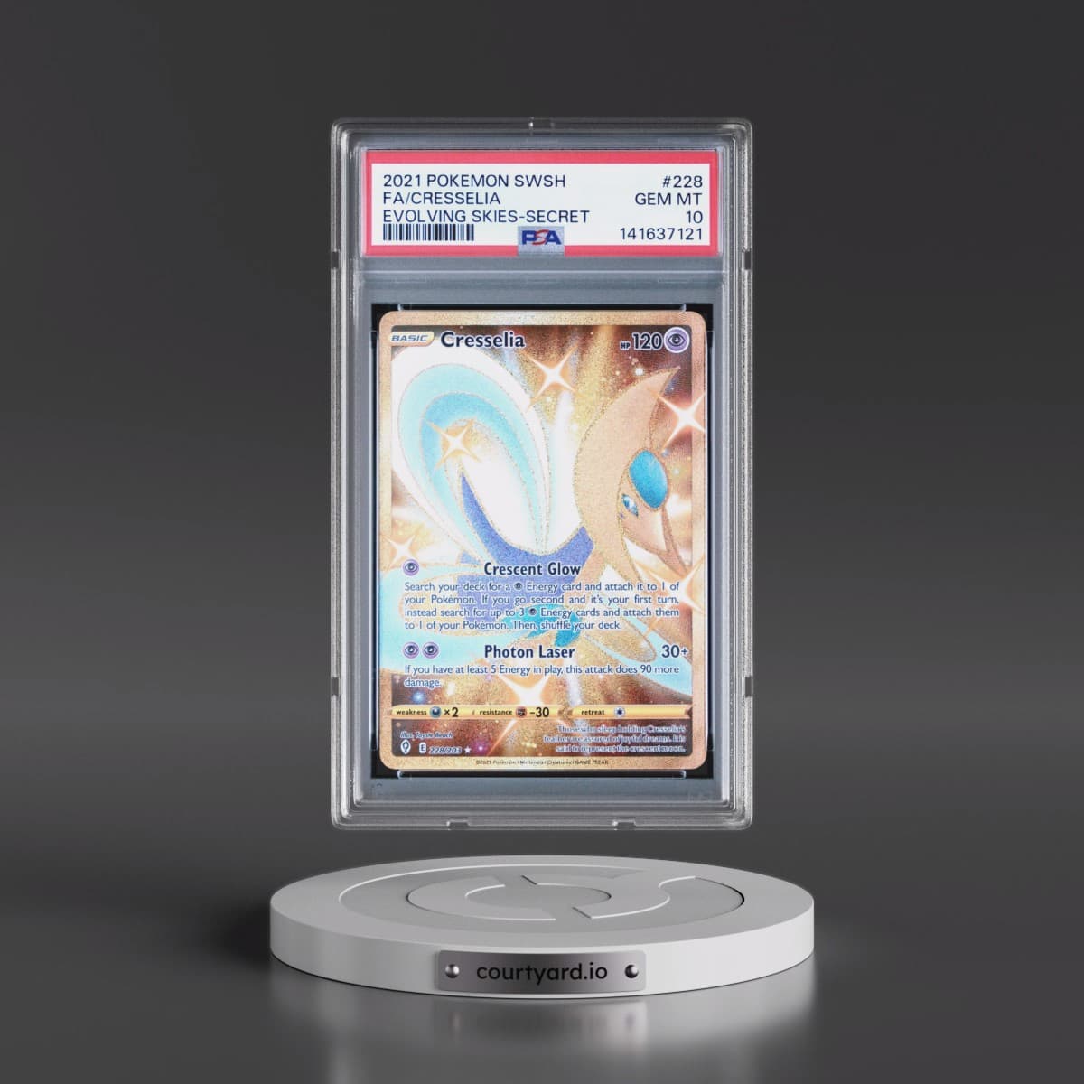 2021 Pokémon Sword & Shield Evolving Skies #228 Cresselia - Full Art Secret (PSA 10 GEM MINT)