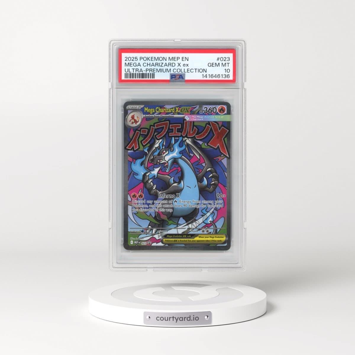 2025 Pokémon Mep EN-Me Black Star Promo #023 Mega Charizard X EX - Holo Mega Charizard X EX Ultra-Premium Collection (PSA 10 GEM MINT)