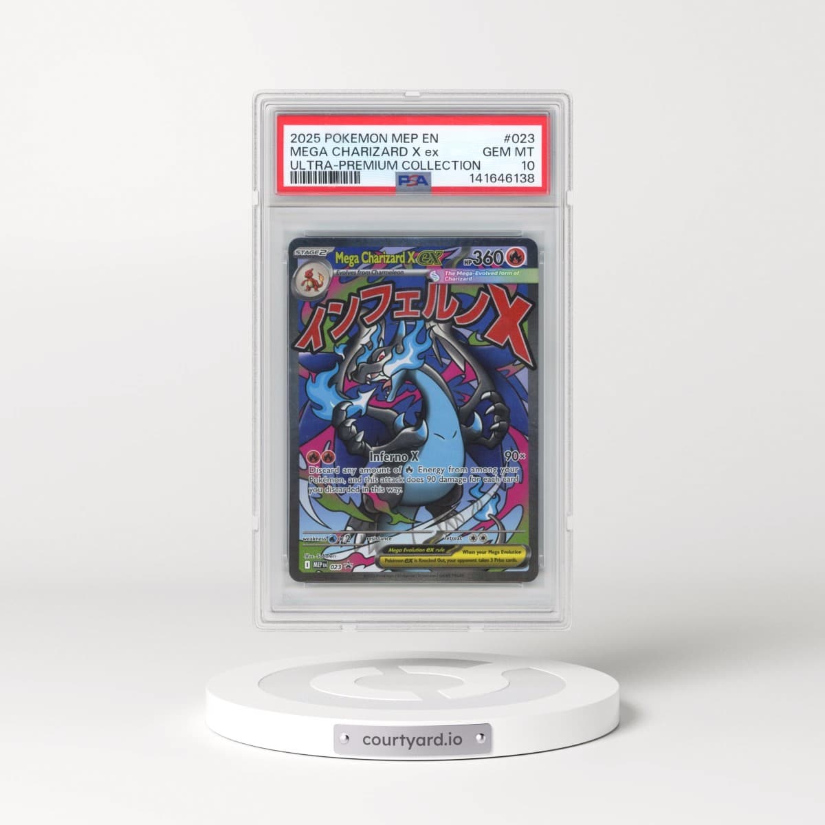 2025 Pokémon Mep EN-Me Black Star Promo #023 Mega Charizard X EX - Holo Mega Charizard X EX Ultra-Premium Collection (PSA 10 GEM MINT)