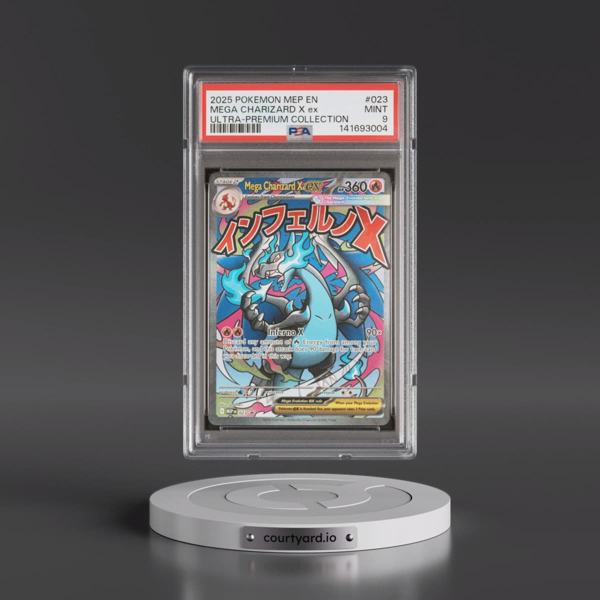 2025 Pokémon Mep EN-Me Black Star Promo #023 Mega Charizard X EX - Holo Mega Charizard X EX Ultra-Premium Collection (PSA 9 MINT)
