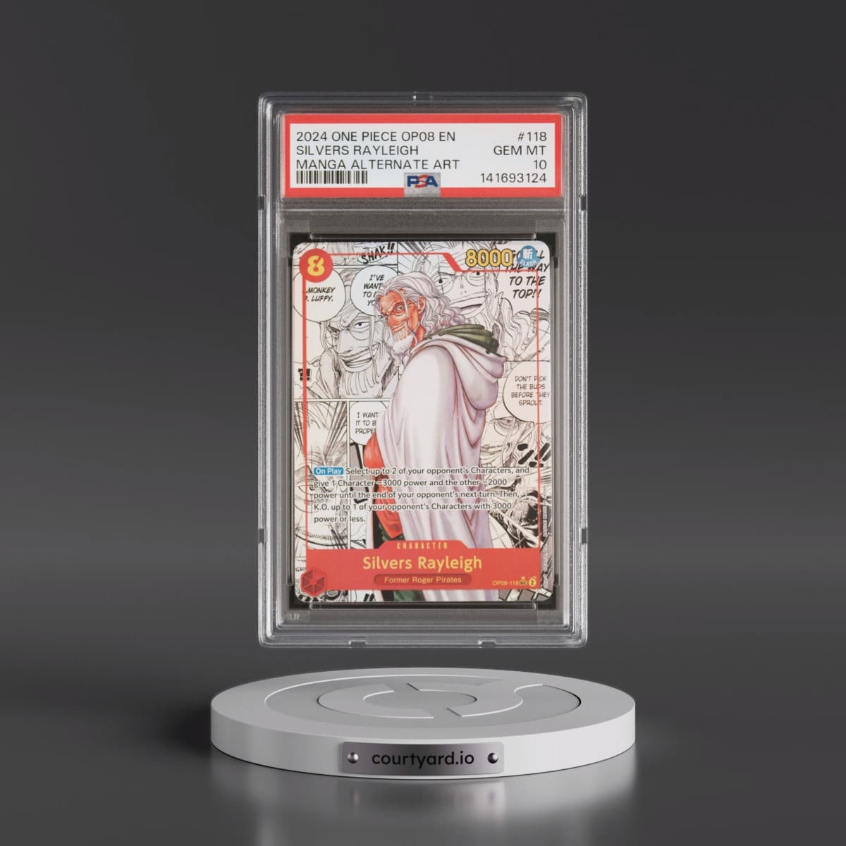 2024 One Piece OP08-Two Legends #118 Silvers Rayleigh - Manga Alternate Art (PSA 10 GEM MINT)