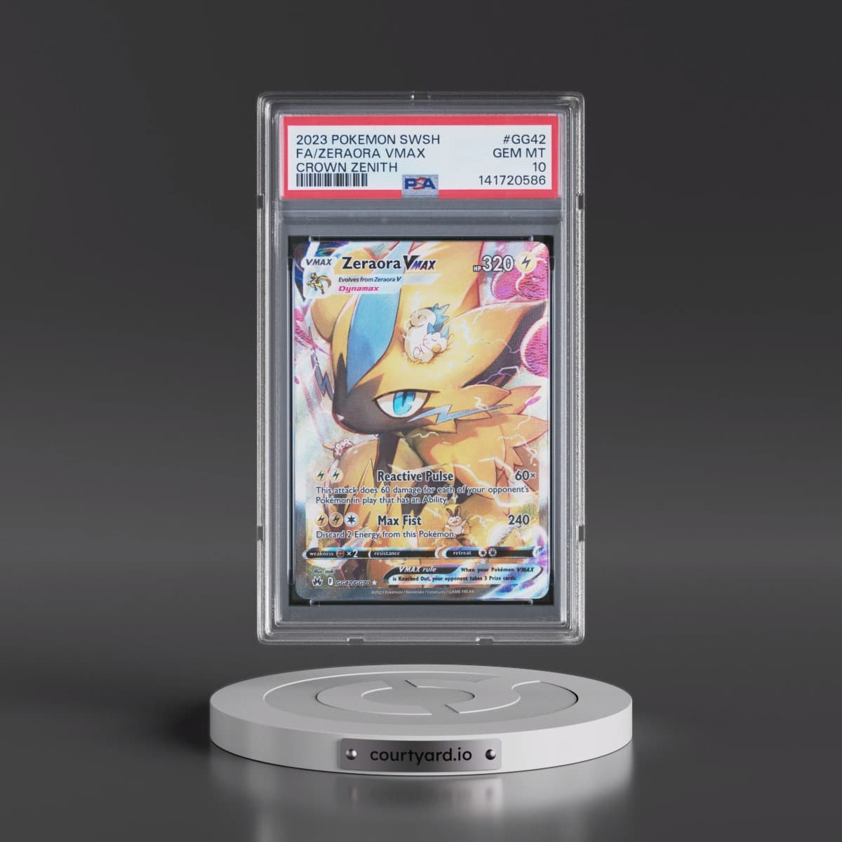 2023 Pokémon Sword and Shield Crown Zenith #GG42 Zeraora Vmax - Full Art (PSA 10 GEM MINT)