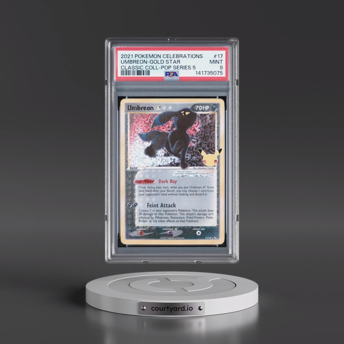 2021 Pokémon Celebrations Classic Collection #17 Umbreon-Gold Star (PSA 9 MINT)