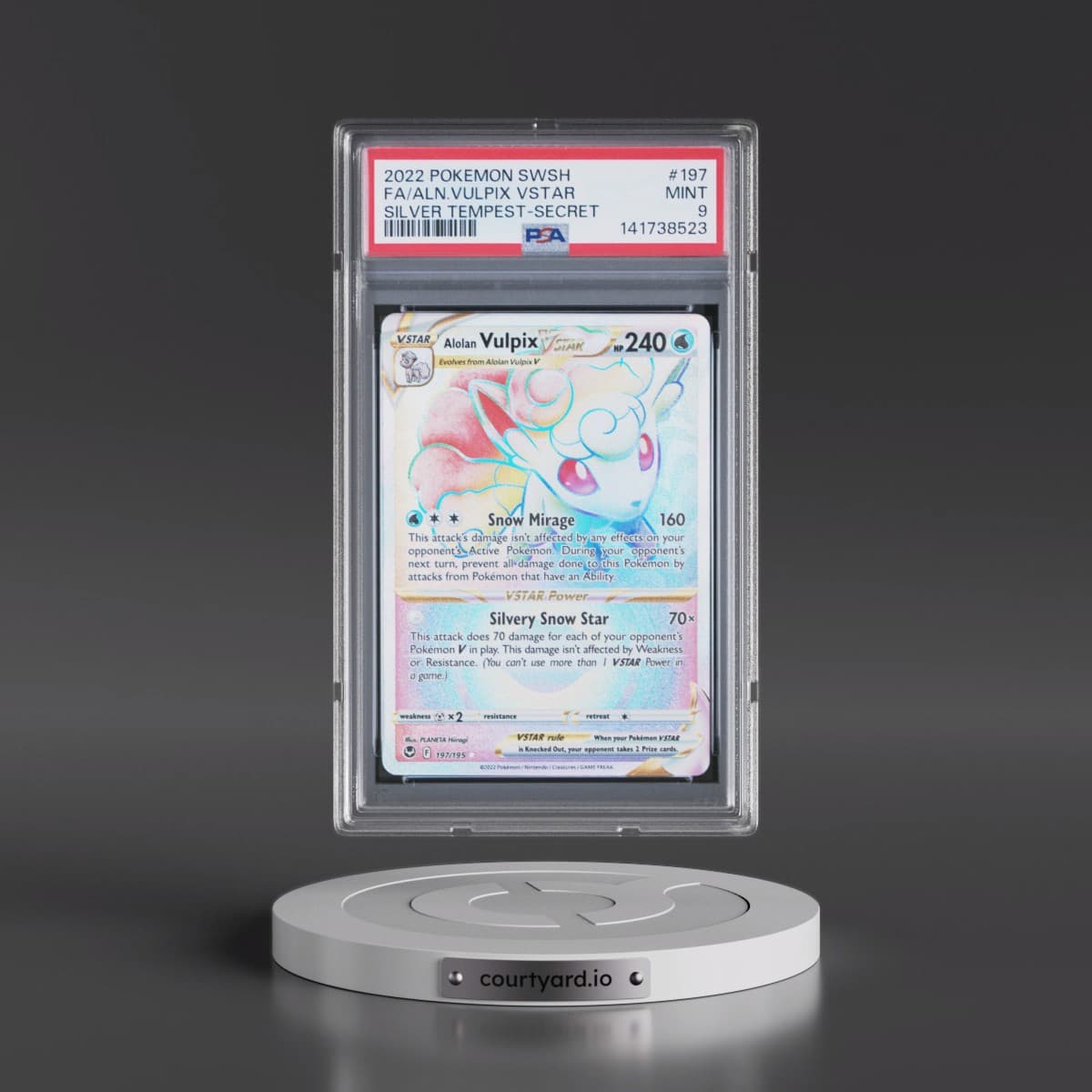 2022 Pokémon Sword & Shield Silver Tempest #197 Alolan Vulpix Vstar - Full Art Secret (PSA 9 MINT)