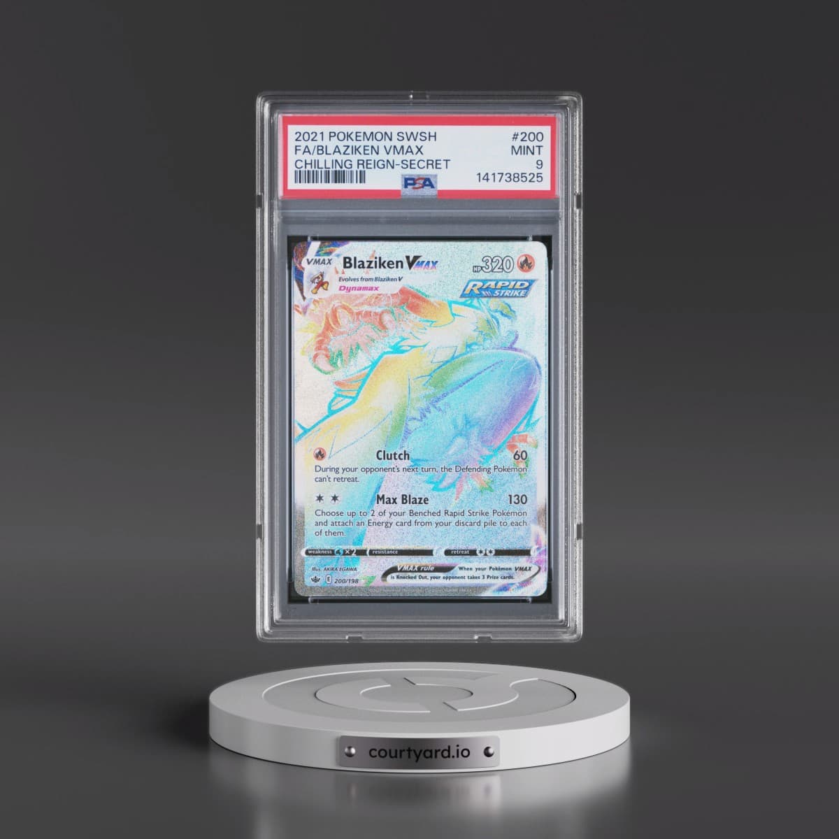 2021 Pokémon Sword & Shield Chilling Reign #200 Blaziken Vmax - Full Art Secret (PSA 9 MINT)