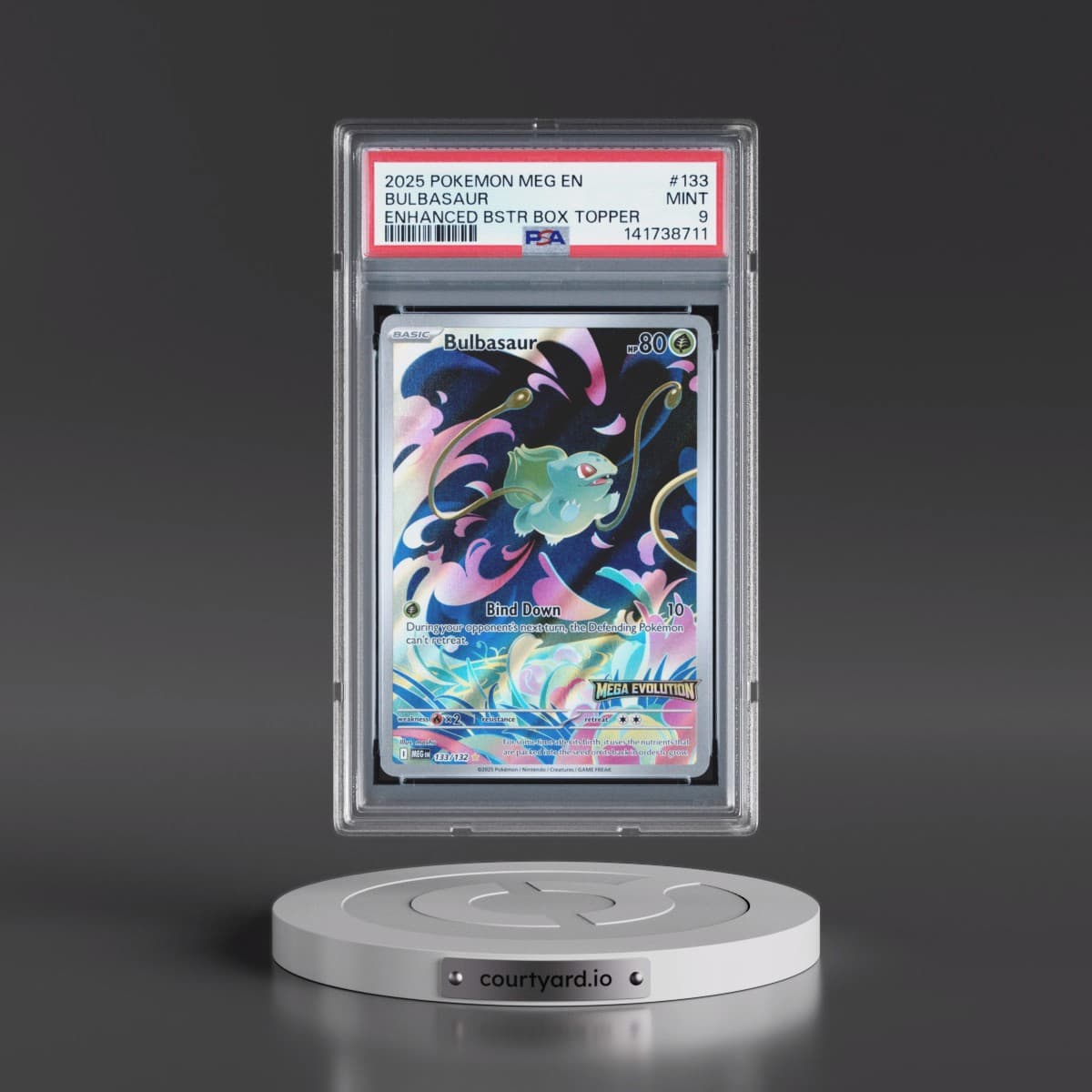 2025 Pokémon Meg EN-Mega Evolution #133 Bulbasaur - Enhanced Booster Box Topper (PSA 9 MINT)