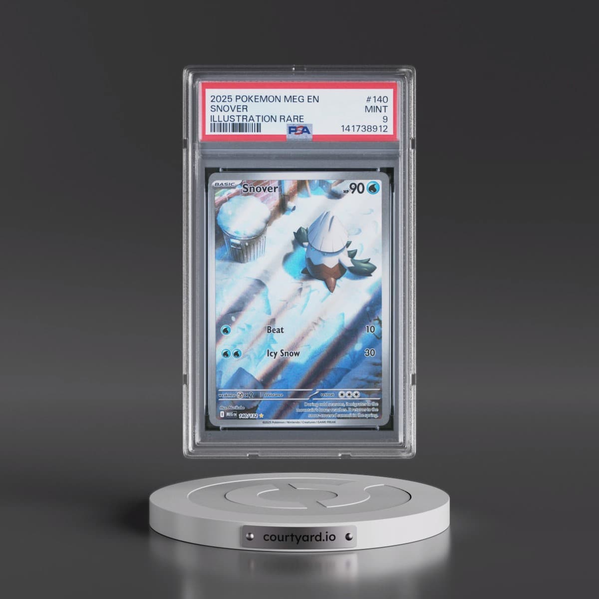 2025 Pokémon Meg EN-Mega Evolution #140 Snover - Illustration Rare (PSA 9 MINT)