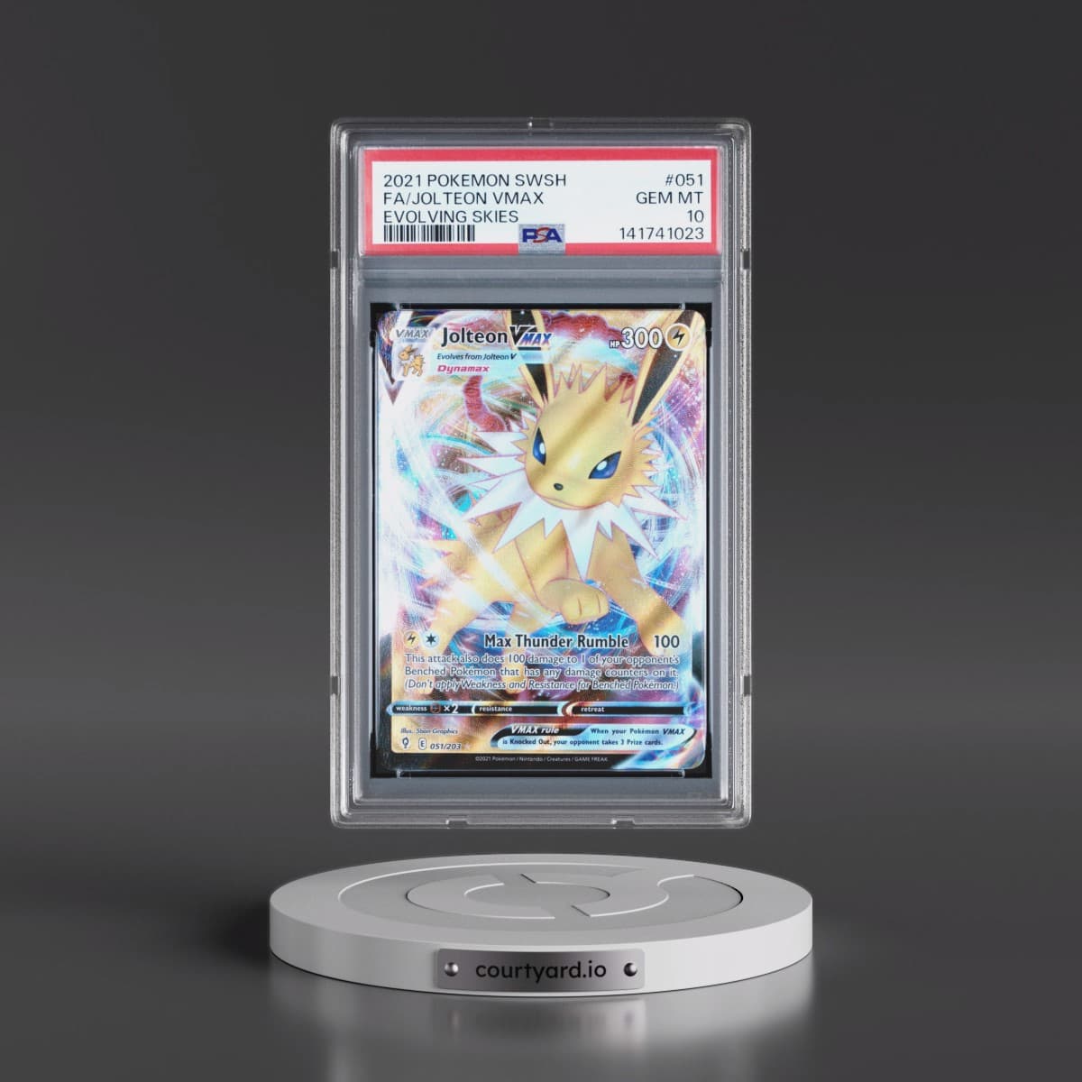 2021 Pokémon Sword & Shield Evolving Skies #051 Jolteon Vmax - Full Art (PSA 10 GEM MINT)