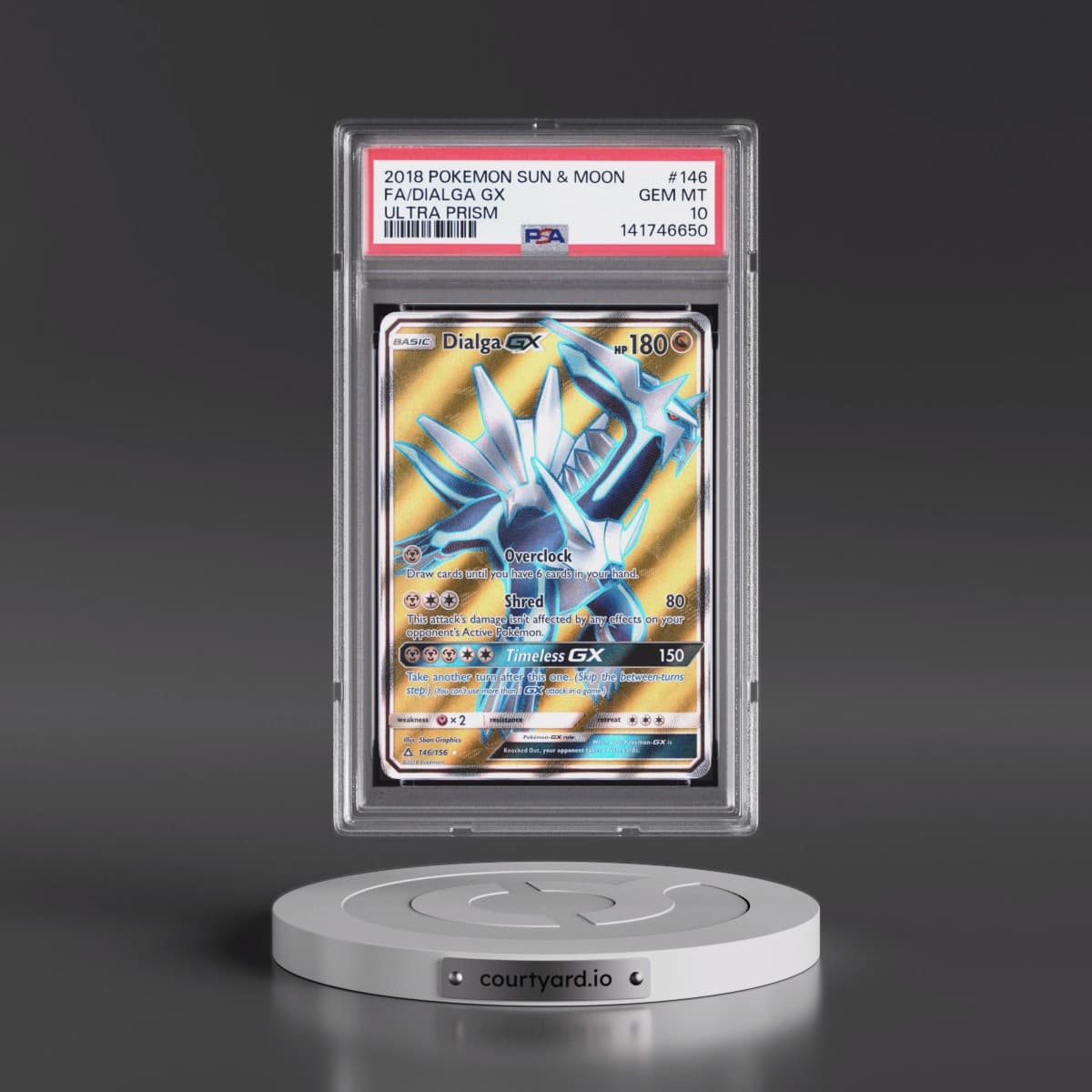 2018 Pokémon Sun & Moon Ultra Prism #146 Dialga GX - Holo Full Art (PSA 10 GEM MINT)