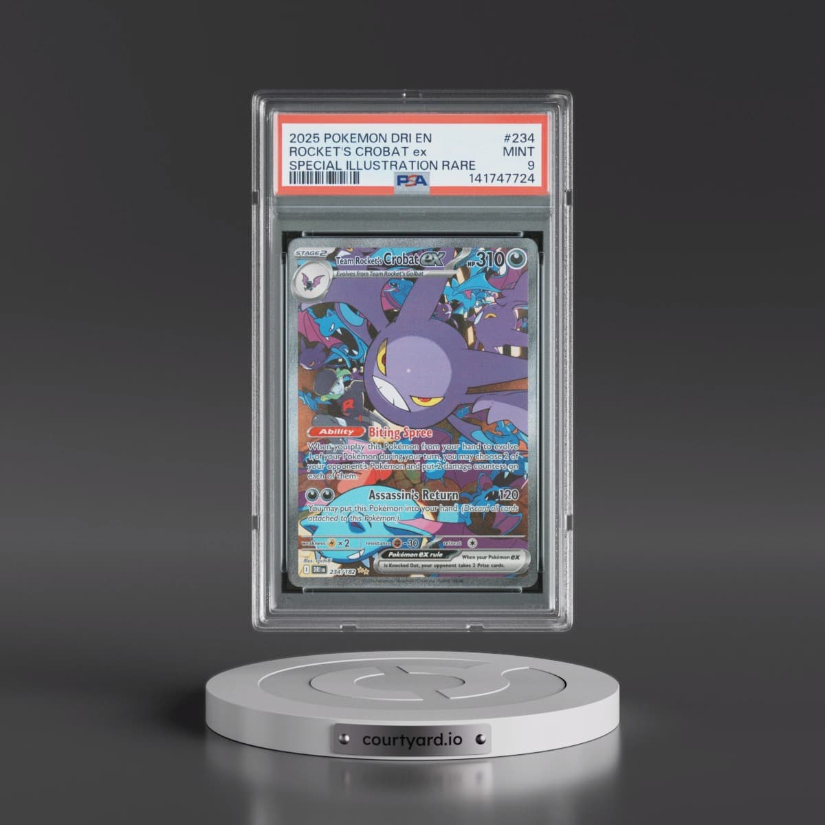 2025 Pokémon Dri EN-Destined Rivals #234 Team Rocket's Crobat EX - Holo Special Illustration Rare (PSA 9 MINT)