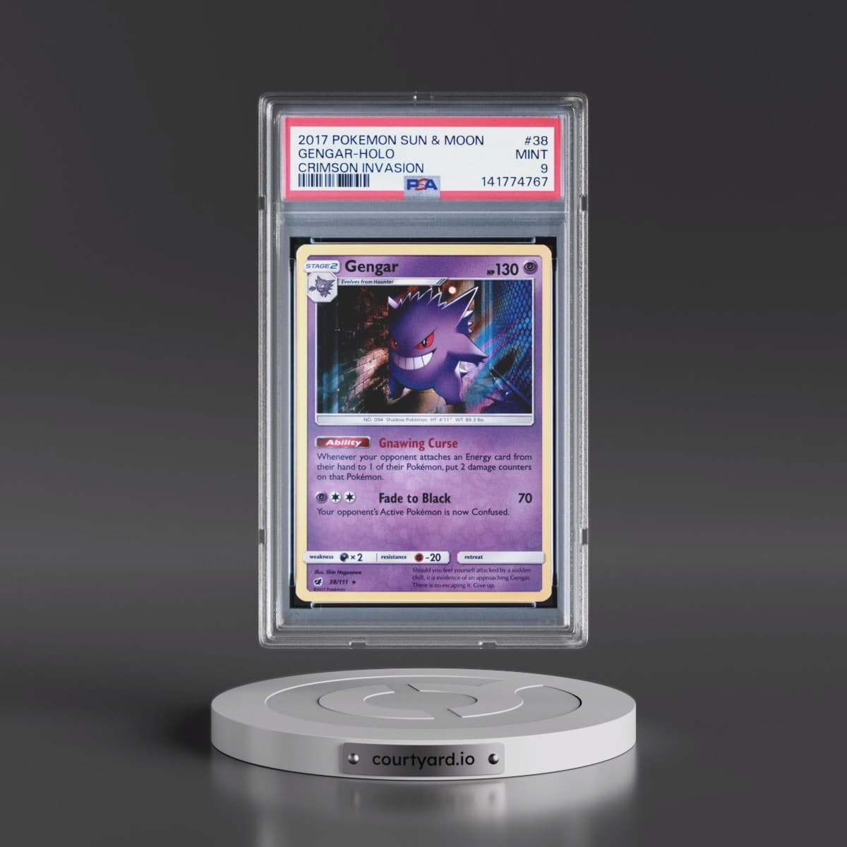 2017 Pokémon Sun & Moon Crimson Invasion #38 Gengar - Holo (PSA 9 MINT)