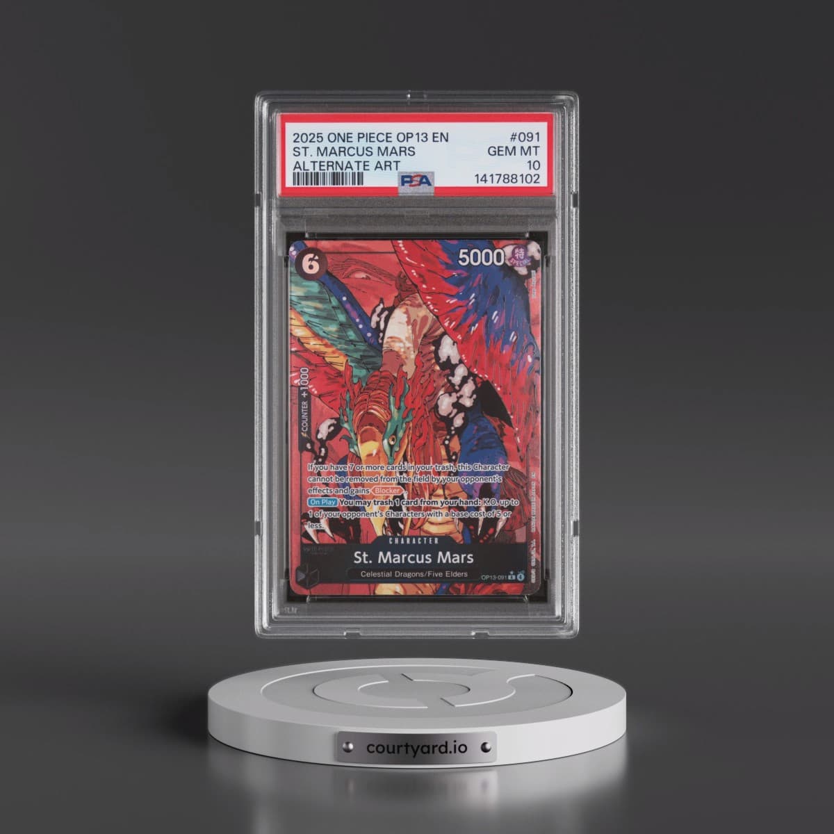 2025 One Piece OP13-Carrying on His Will #091 St. Marcus Mars - Alternate Art (PSA 10 GEM MINT)