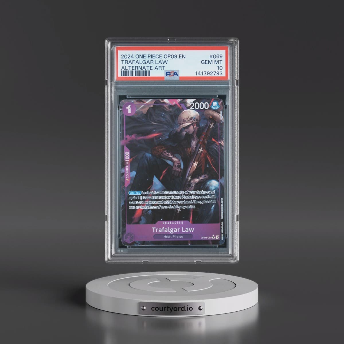 2024 One Piece OP09-Emperors in the New World #069 Trafalgar Law - Alternate Art (PSA 10 GEM MINT)