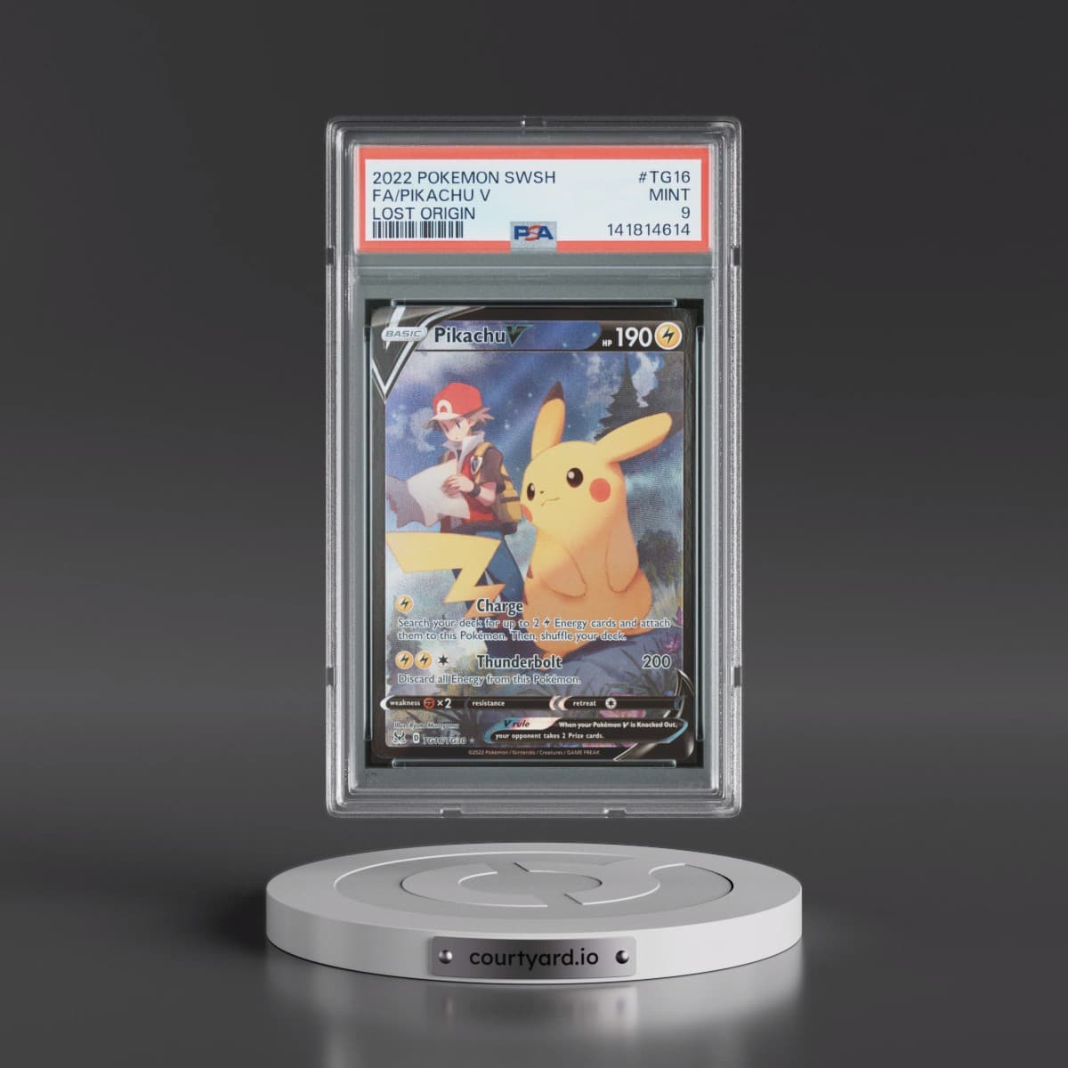 2022 Pokémon Sword & Shield Lost Origin #TG16 Pikachu V - Holo Full Art (PSA 9 MINT)