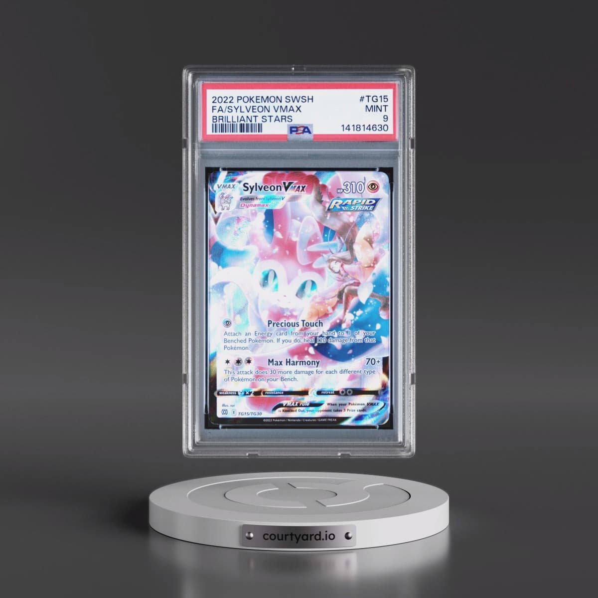 2022 Pokémon Sword & Shield Brilliant Stars #TG15 Sylveon Vmax - Full Art (PSA 9 MINT)