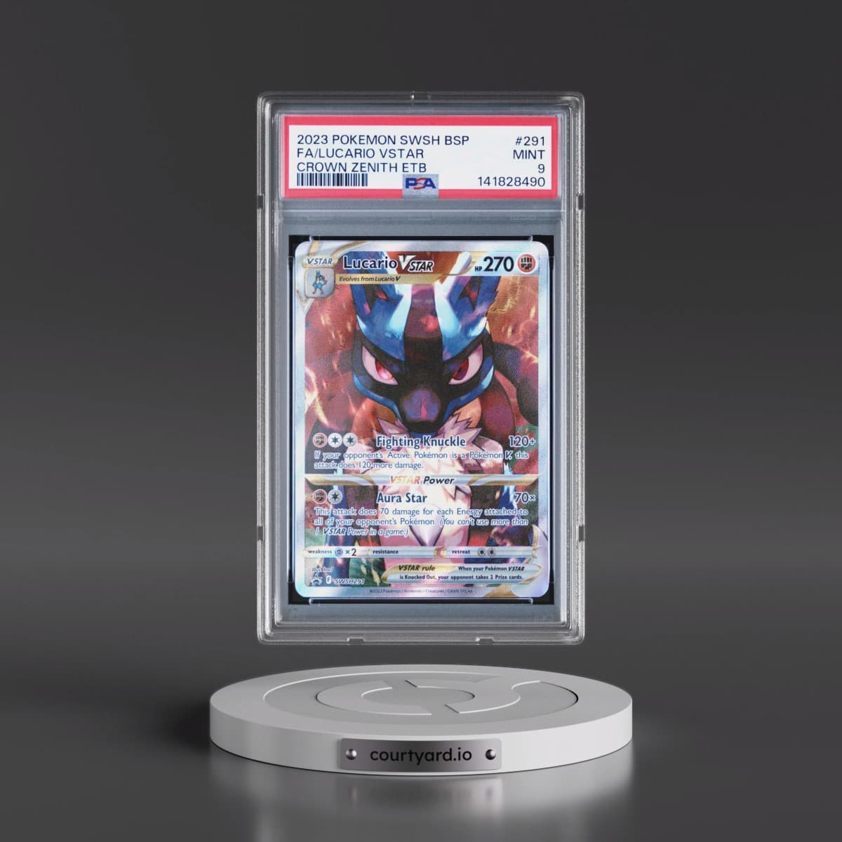 2023 Pokémon Swsh Black Star Promo #291 Lucario Vstar - Full Art Crown Zenith Elite Trainer Box (PSA 9 MINT)
