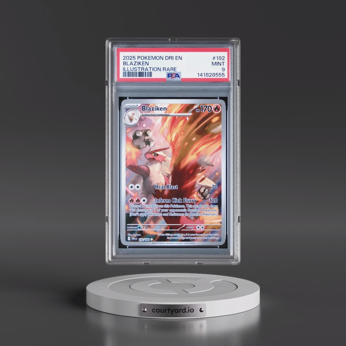 2025 Pokémon Dri EN-Destined Rivals #192 Blaziken - Illustration Rare (PSA 9 MINT)