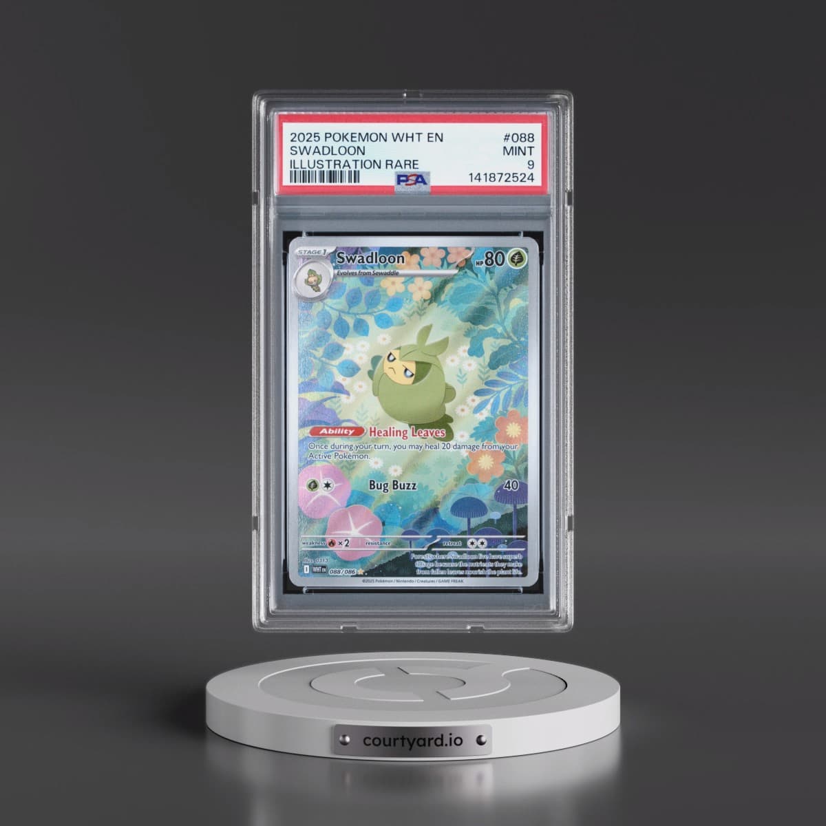 2025 Pokémon Wht EN-White Flare #088 Swadloon - Illustration Rare (PSA 9 MINT)