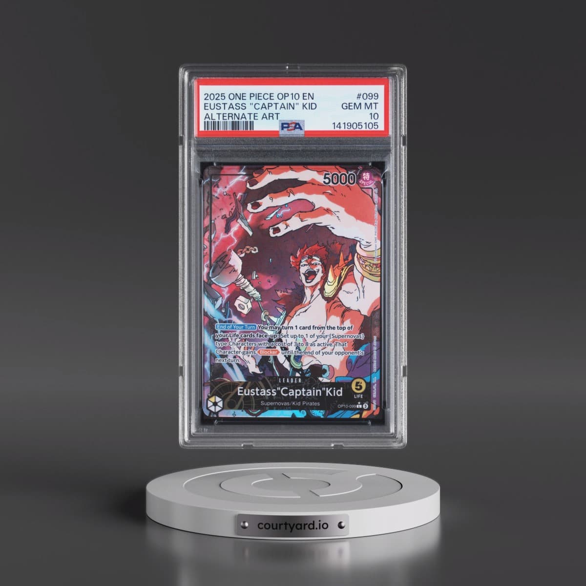 2025 One Piece OP10-Royal Blood #099 Eustass "Captain" Kid - Alternate Art (PSA 10 GEM MINT)