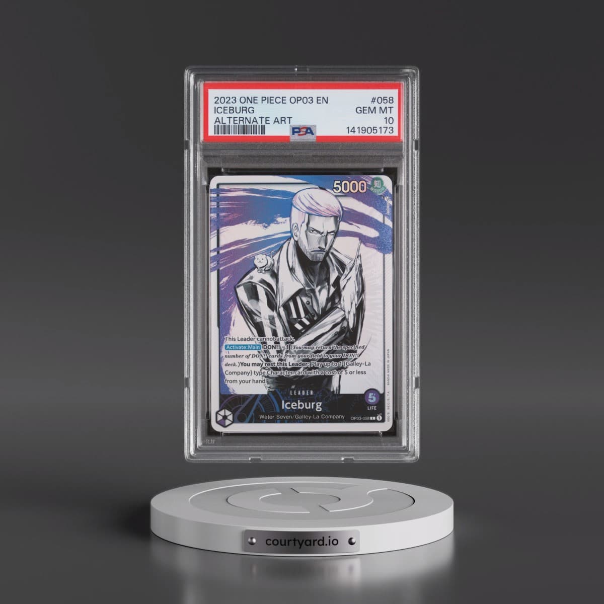 2023 One Piece OP03-Pillars of Strength #058 Iceburg - Alternate Art (PSA 10 GEM MINT)